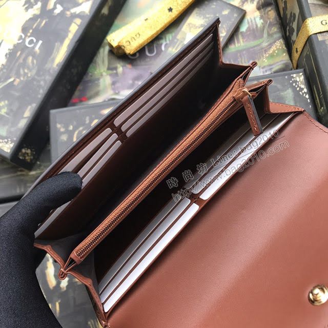 Gucci錢包 古馳新款二折皮夾 甩紋牛皮 Gucci翻蓋女錢包 400586大紅全皮  gdj1192